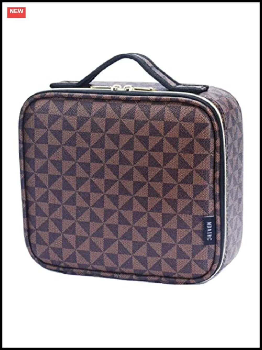 Travel Makeup Train Case Organizer with Adjustable Dividers Leather